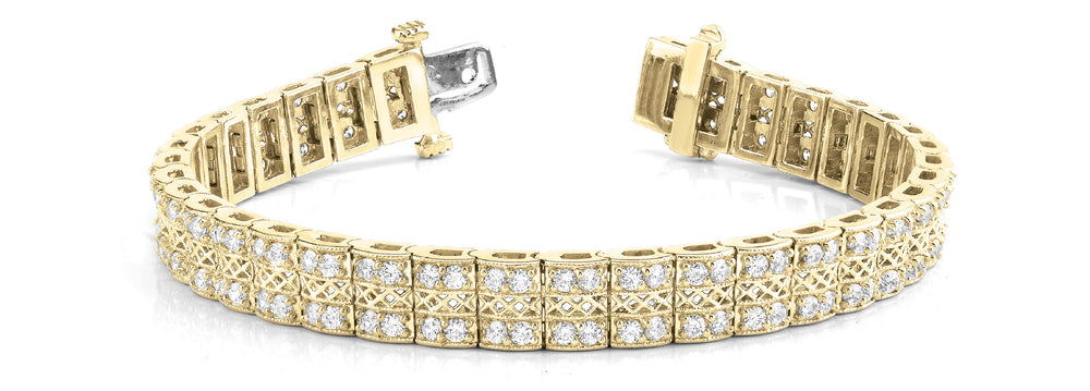 14K Yellow Gold Diamond Multi Row Bracelet