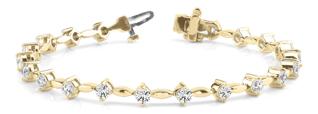 18K Yellow Gold Round Diamond Fashion Bracelet