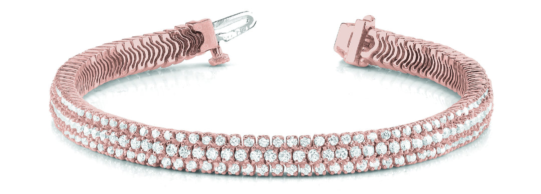 14K Rose Gold Multi-Row Diamond Tennis Bracelet