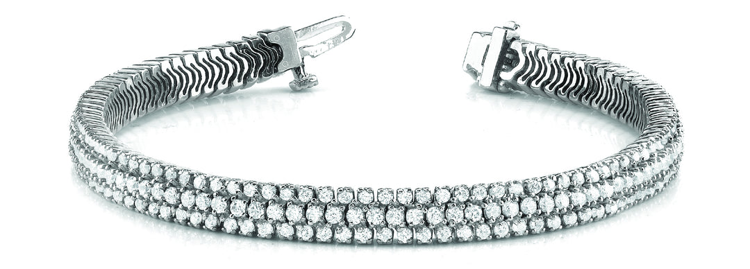 14K Gold 3-Row Lab Diamond Tennis Bracelet
