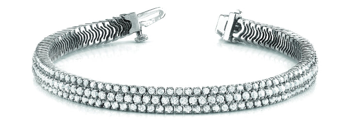 14K Gold 3-Row Lab Diamond Tennis Bracelet