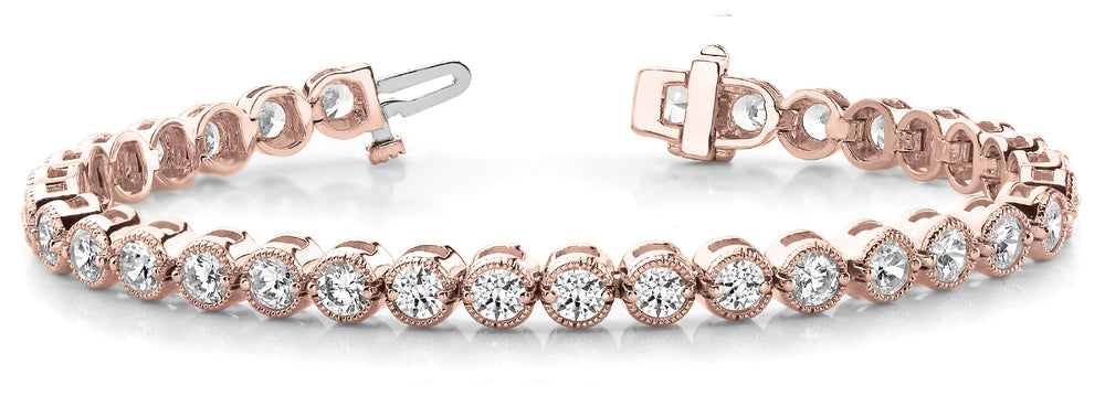 Rose Gold 1 CT Diamond Vintage Tennis Bracelet