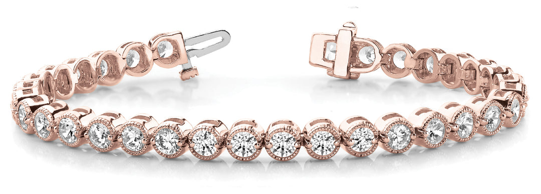 Rose Gold 1 CT Diamond Vintage Tennis Bracelet