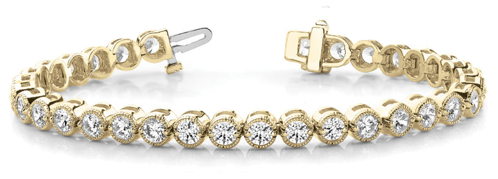 18K Yellow Gold Diamond In Line Tennis Bracelet