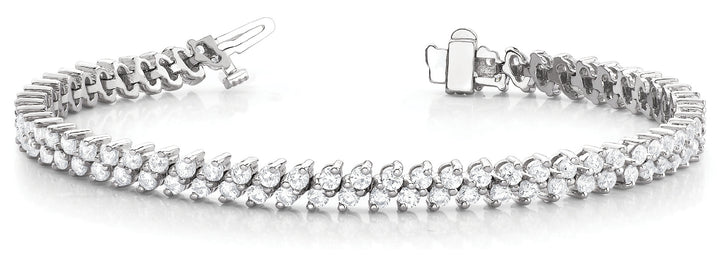 White Platinum Multi-Row Diamond Tennis Bracelet