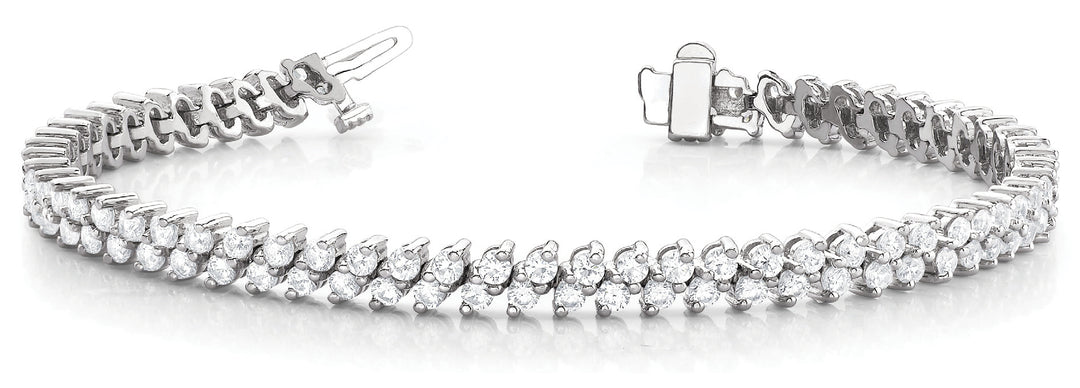 Platinum White Diamond Multi-Row Fashion Bracelet