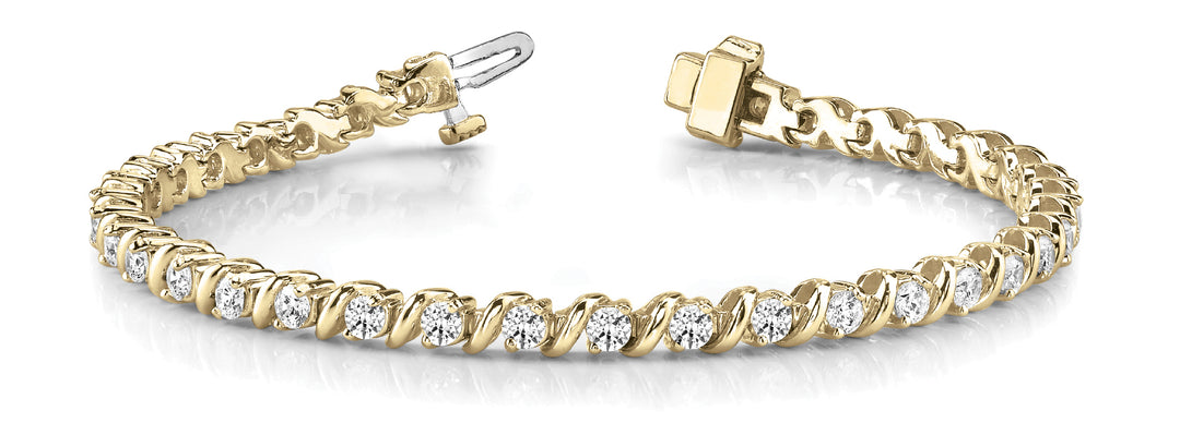 18K Yellow Gold Diamond S-Link Fashion Bracelet