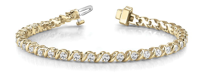 18K Yellow Gold Diamond S-Link Fashion Bracelet