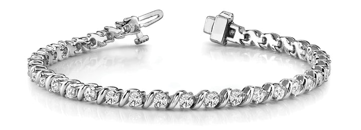 14K White Gold 5/8 ct Diamond S-Link Bracelet