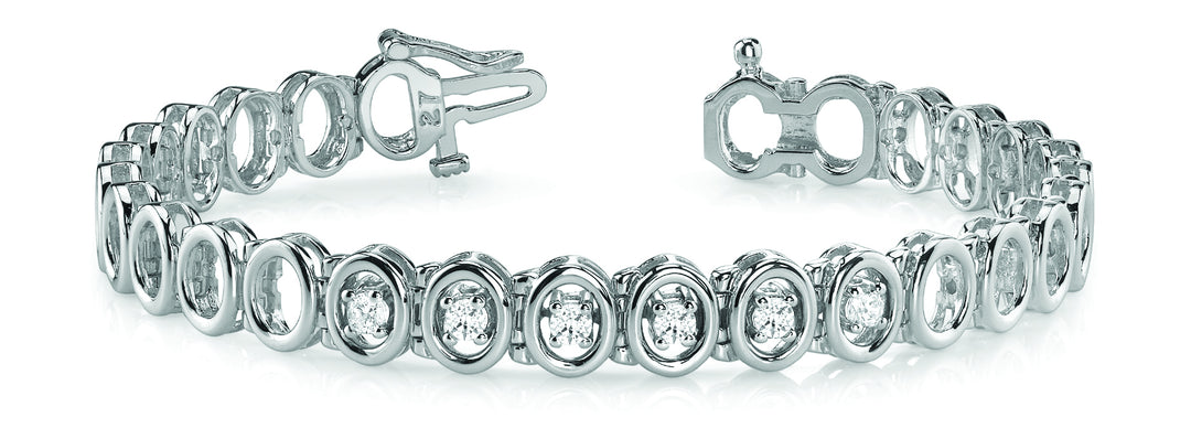 14K White Gold Round Diamond Fashion Bracelet