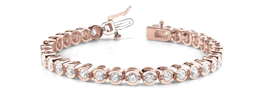 Rose Gold 1 CT Diamond Bezel Tennis Bracelet