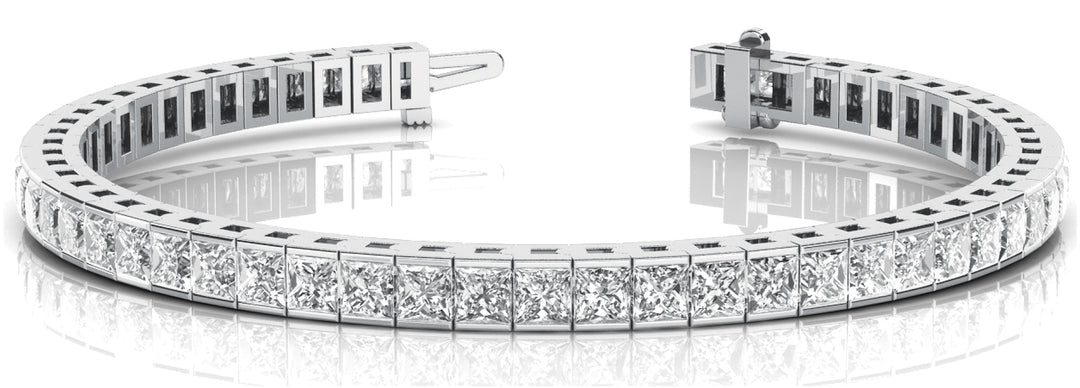 White Gold Lab Diamond Square Link Bracelet