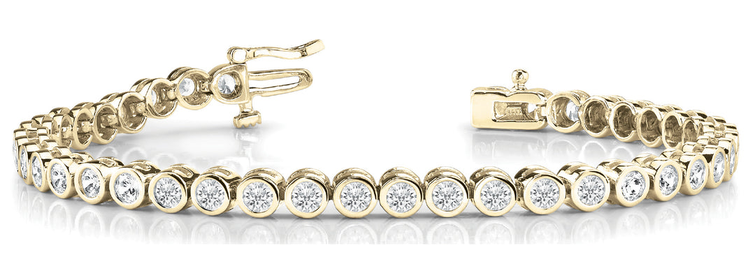 18K Yellow Gold 2ctw Round Diamond Line Bracelet