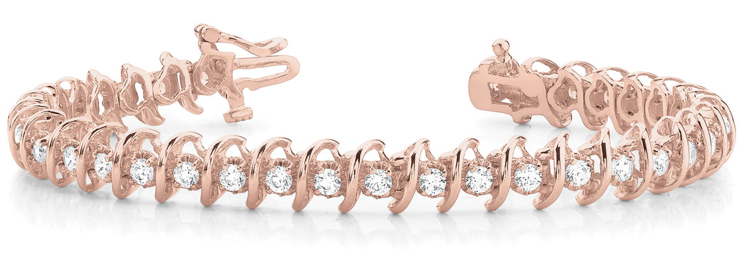 Rose Gold Diamond S Link Tennis Bracelet