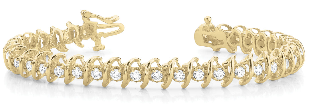 18K Yellow Gold Diamond S Link Tennis Bracelet