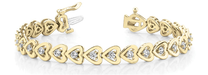 14K Yellow Gold Diamond Heart Line Bracelet