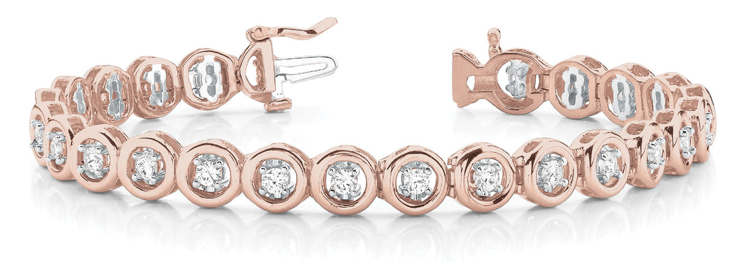 18K Rose Gold Diamond In Line Bracelet