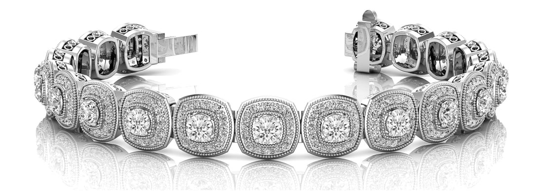 18K White Gold Round Diamond Fashion Bracelet