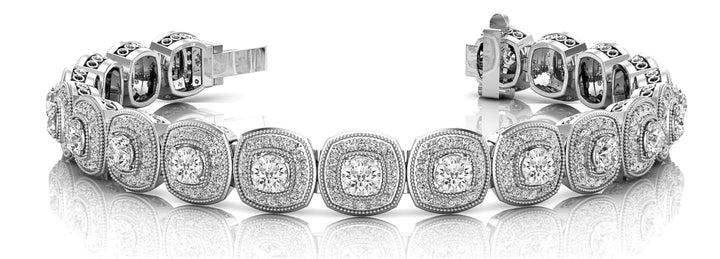 18K White Gold Round Diamond Fashion Bracelet
