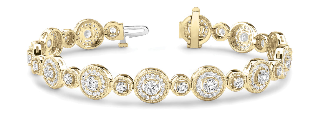 18K Yellow Gold Lab Diamond Vintage Bracelet