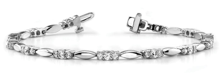14K White Gold Round Diamond Fashion Bracelet