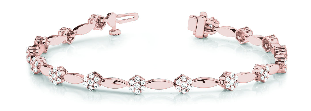 Rose Gold Lab Diamond Cluster Link Bracelet