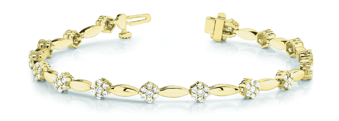 18K Yellow Gold Diamond Fashion Tennis Bracelet