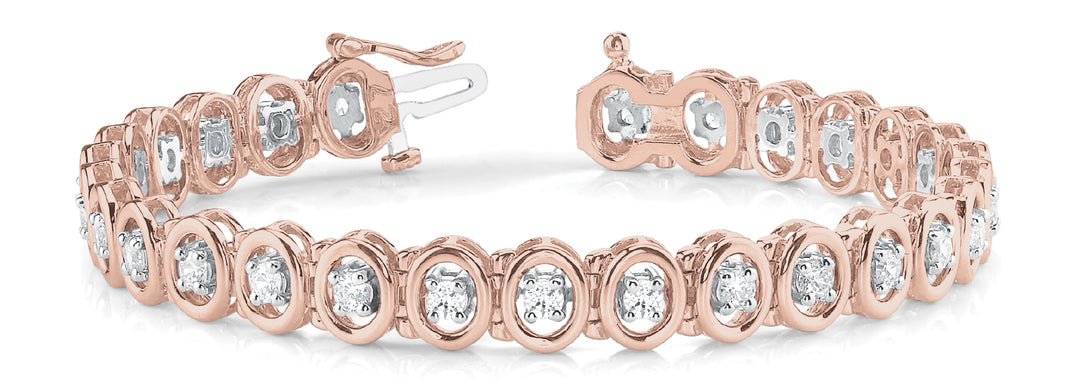 Rose Gold Lab Diamond Prong Set Tennis Bracelet