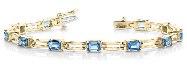 14K Yellow Gold Diamond Emerald Cut Bracelet