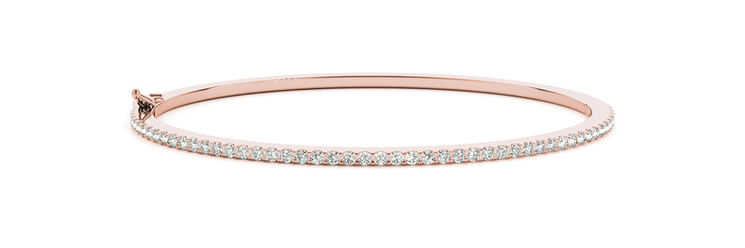 14K Rose Gold Diamond Traditional Bangle