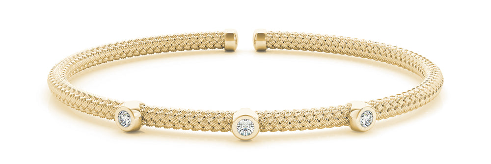 14K Yellow Gold Diamond Stackable Bangle