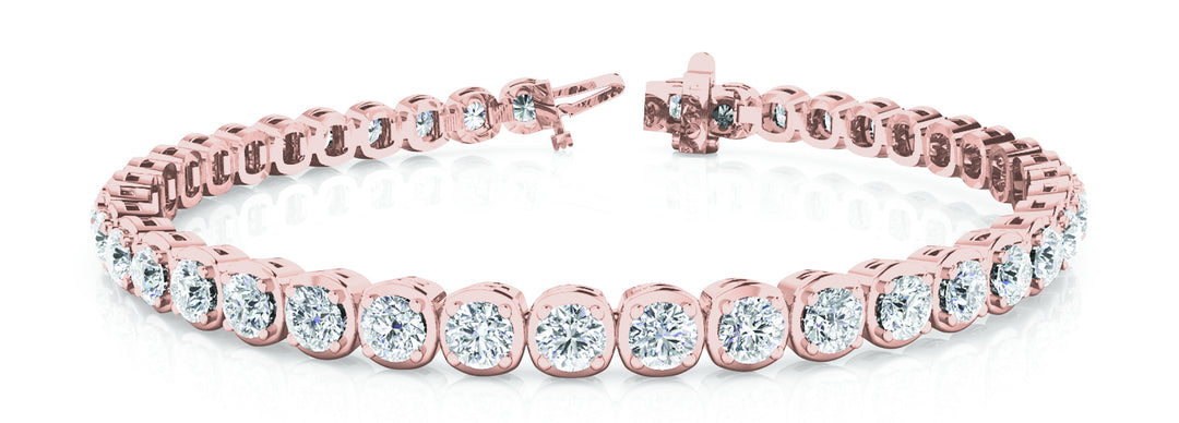 18K Rose Gold Round Diamond Tennis Bracelet