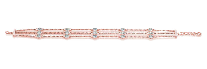 14K Rose Gold 15-Diamond Layered Bracelet