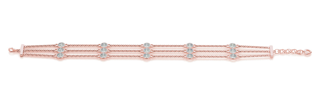 14K Rose Gold 15-Diamond Layered Bracelet