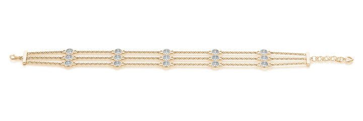 14K Yellow Gold 15-Diamond Chain Bracelet