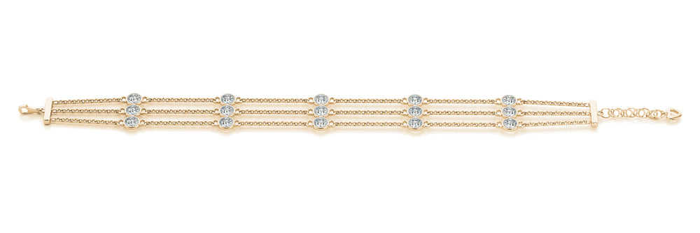 14K Yellow Gold 15-Diamond Chain Bracelet