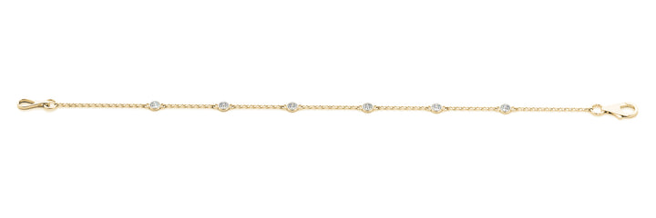 18K Yellow Gold Round Diamond Chain Bracelet