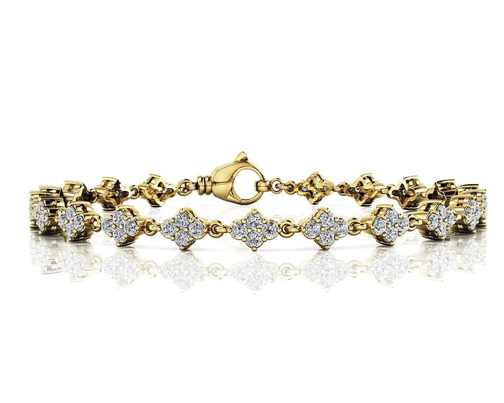 Yellow Gold Diamond Link Bracelet - 80 Stones