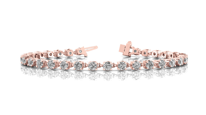 Rose Gold Lab Diamond 4 Prong Tennis Bracelet