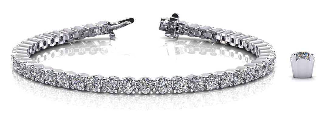White Gold Lab Diamond 4 Prong Tennis Bracelet