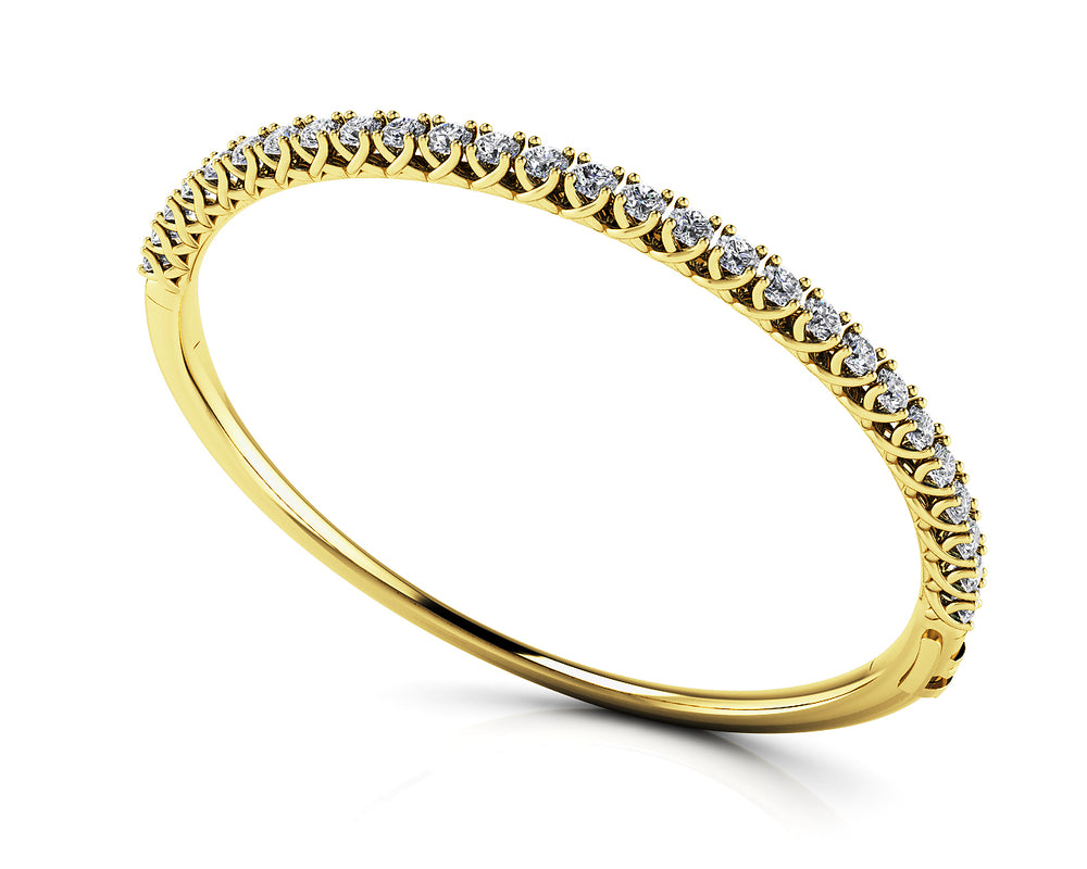 14K Gold Lab Diamond 4 Prong Bangle
