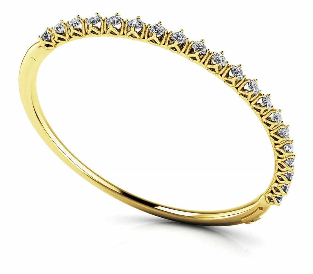 14K Gold Lab Diamond 4 Prong Bangle