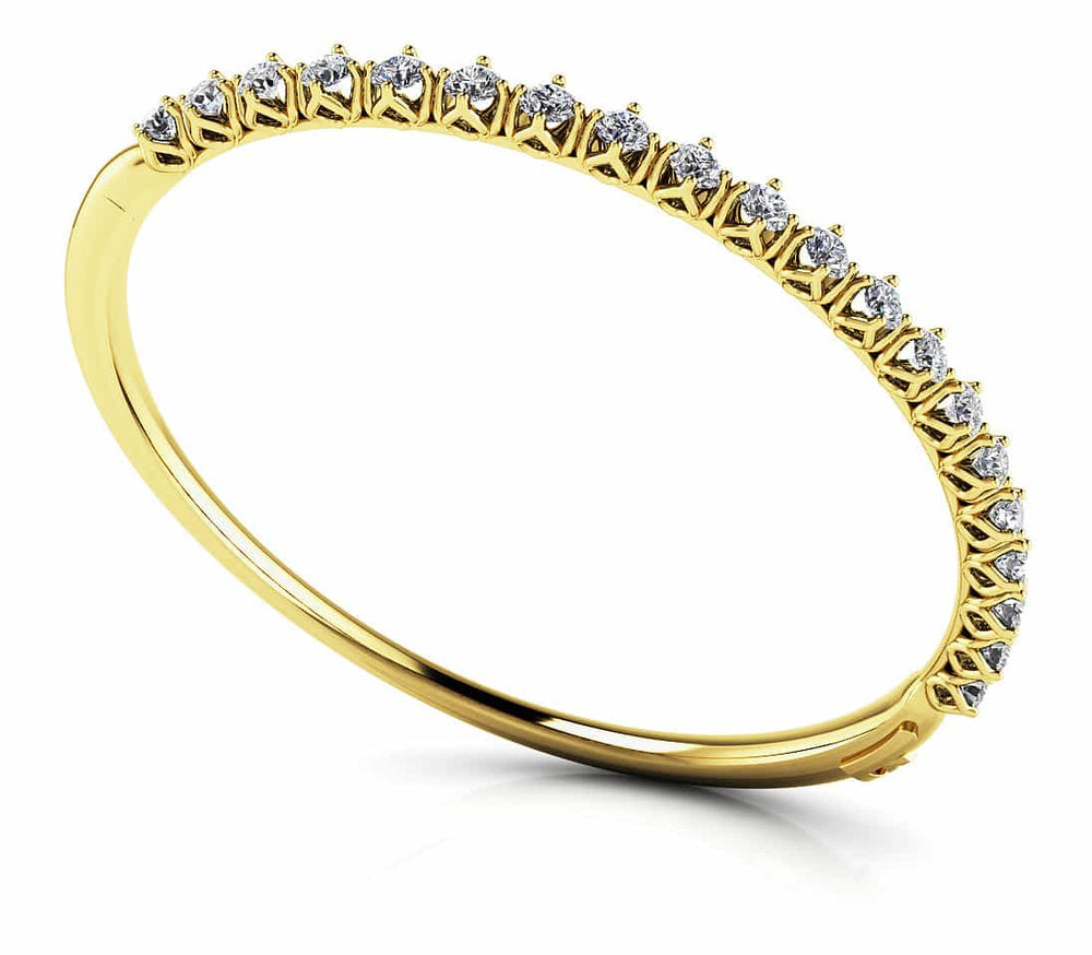 14K Gold Lab Diamond 4 Prong Bangle