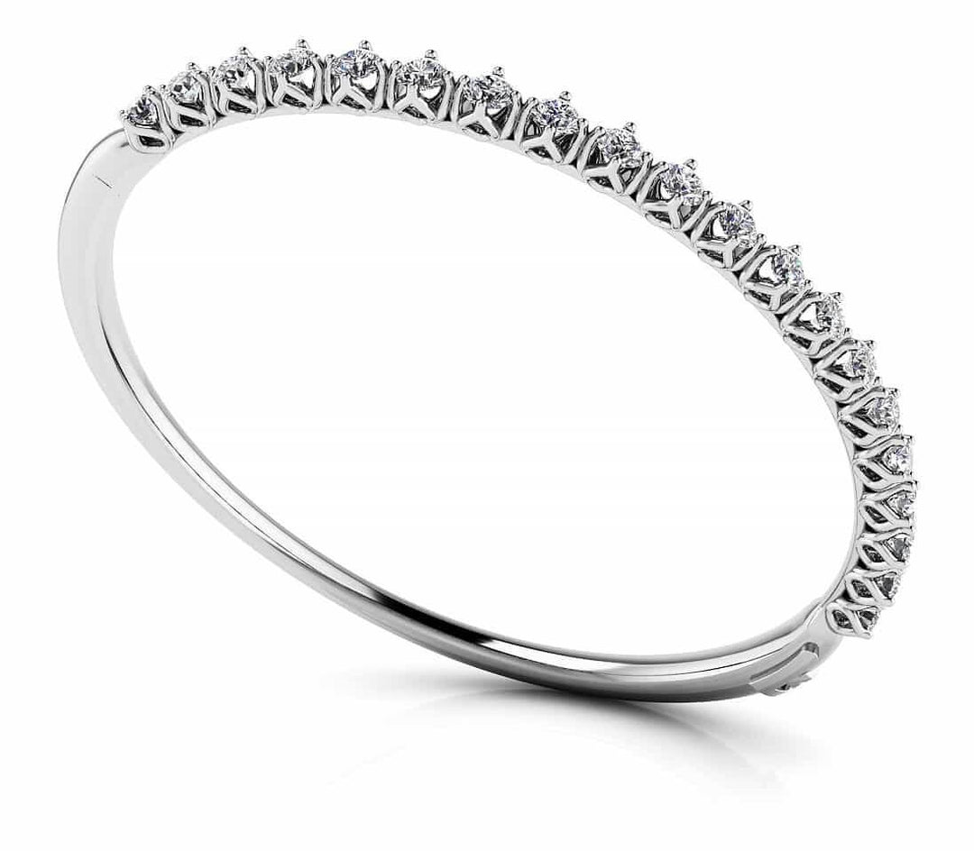 14K Gold Lab Diamond 4 Prong Bangle