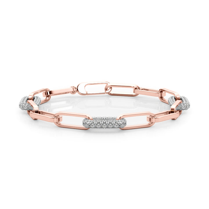 Rose Gold Lab Diamond Paper Clip Chain Bracelet