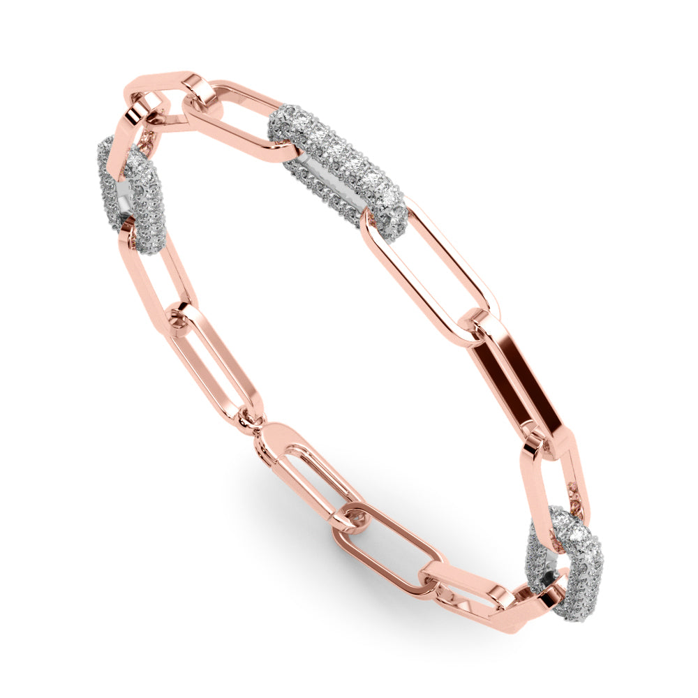Rose Gold Lab Diamond Paper Clip Chain Bracelet