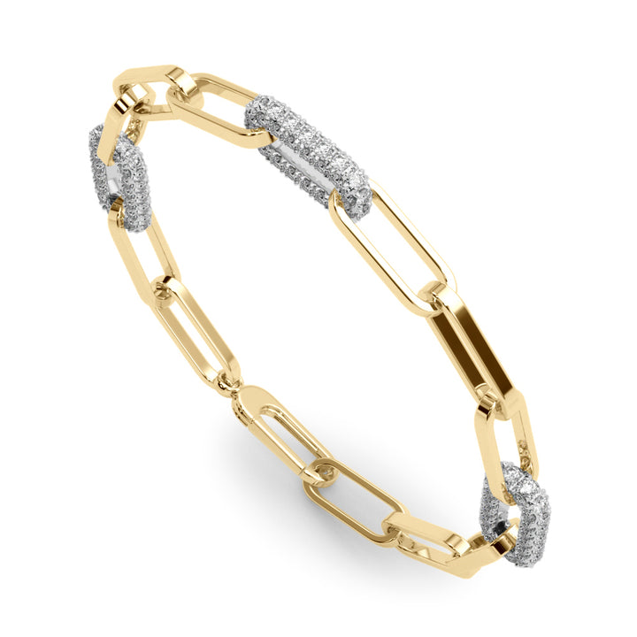 18K Yellow Gold Diamond Paper Clip Bracelet