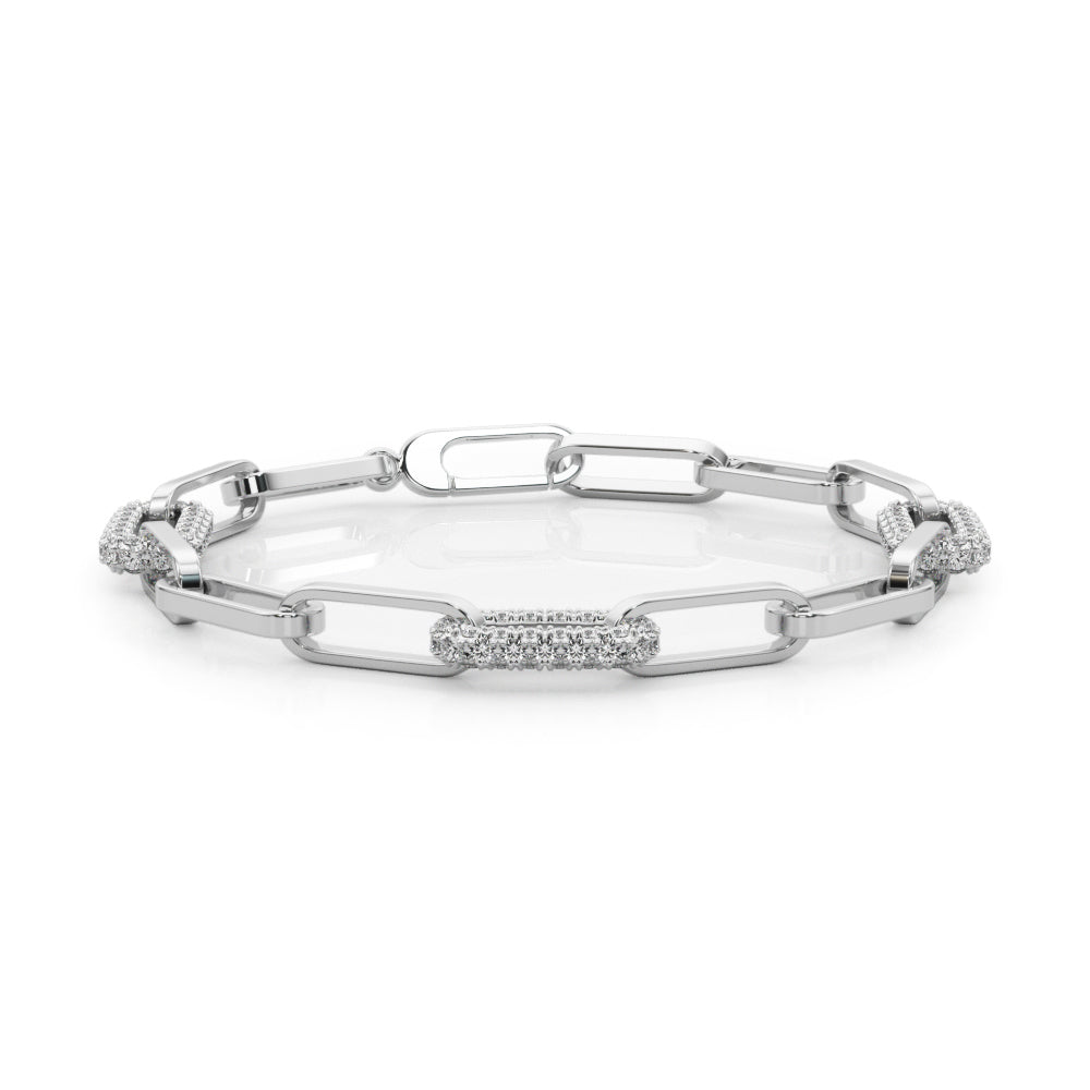 18K White Gold Diamond Link Bracelet
