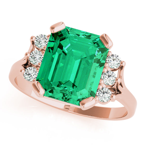 Rose Gold Emerald Diamond Fashion Ring 0.21ctw