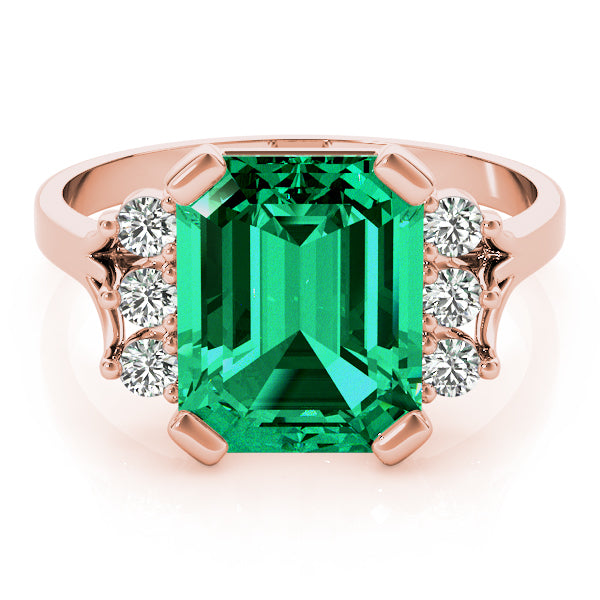 Rose Gold Emerald Diamond Fashion Ring 0.21ctw